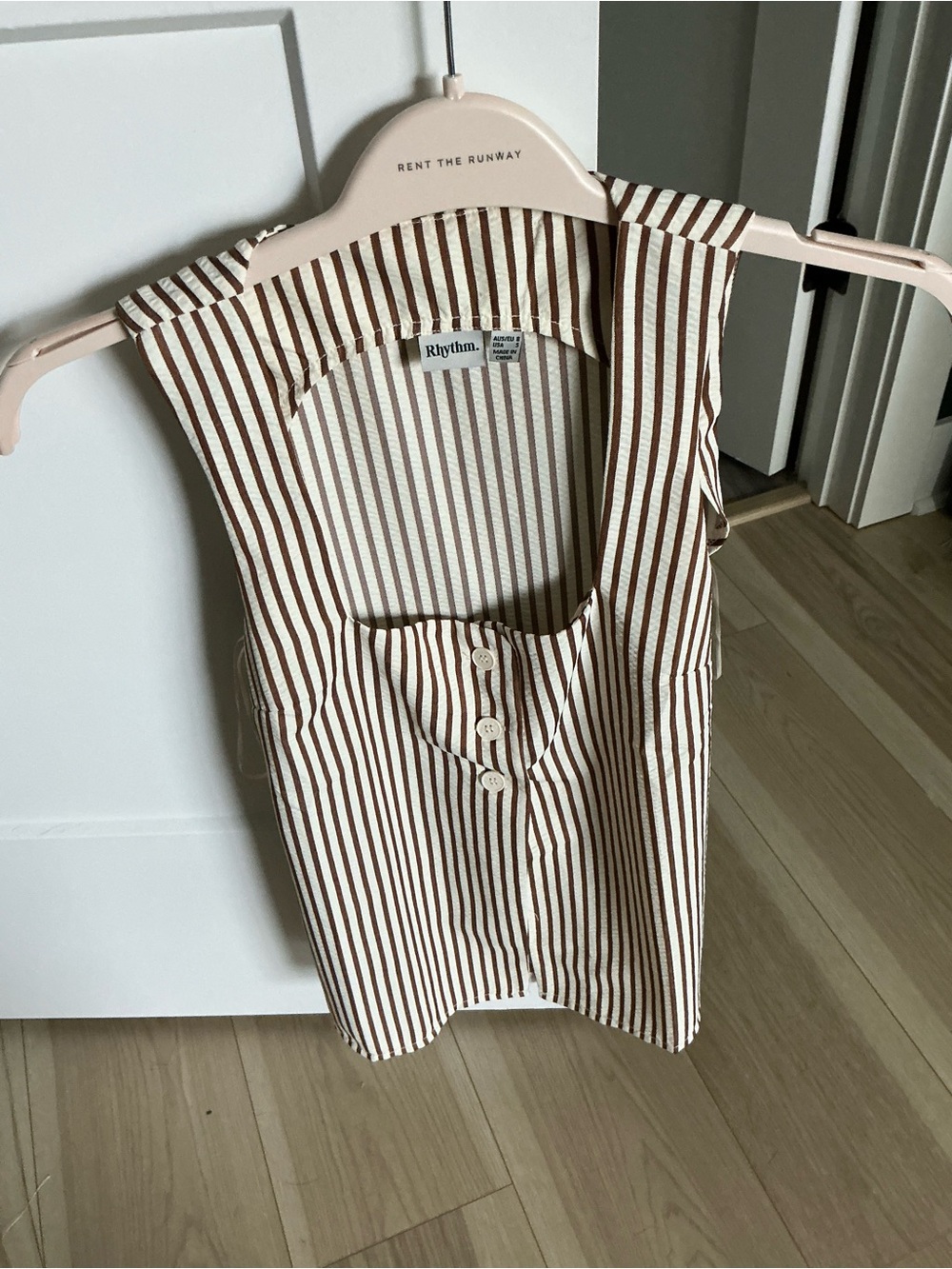 Striped Tie-Back Tank Top - Brown & White